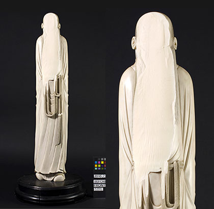 Chinese Ivory Scholar Figure, 19th century before treatment